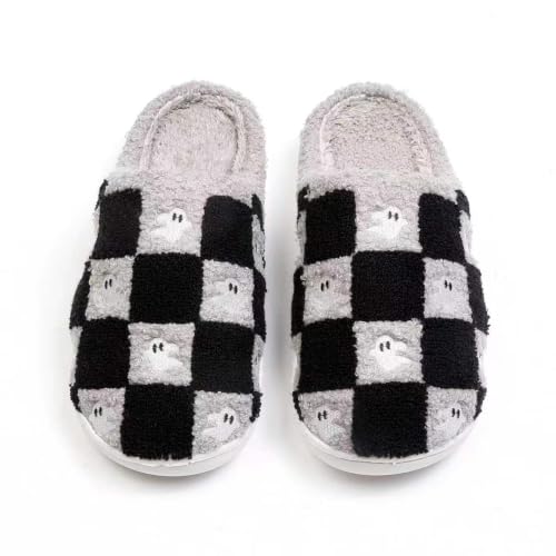 Image of Halloween Pumpkin Slippers for Womens Mens Cute Cartoon Slippers Plush Warm Memory Foam Shoes