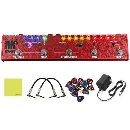 Tech 21 Richie Kotzen RK5 �V�O�l�`���[ �t���C���O v3 �o���h�� 2�{�̒��p�p�b�`�P�[�u���A12�{�̃M�^�[�s�b�N�A9V�d���A�_�v�^�[&�|���b�V���N���X ? ���ʂȃg�[���̂��߂̃R���p�N�g�ȃ}���`�G�t�F�N�g�y�_��