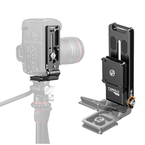 CAMOLOGEEK Faltbare L-Bracket Vertikale, L-Halterung mit Schnellwechselplatte 1/4 3/8 Zoll Arca-Swiss DSLR-Kamera L-Halterung