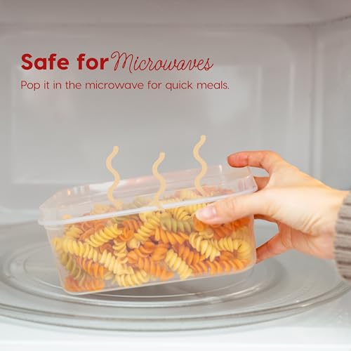 IRIS USA Meal Prep Containers, 12 PC - 45oz, 6 Food Storage Containers With Lids, To Go Lunch Plastic Food Storage, Food Prep Leftovers, Microwave Dishwasher Freezer Safe, BPA Free, Clear/Red - Image 3