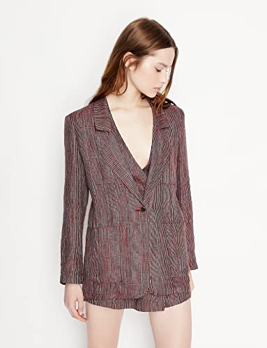 Armani Exchange Women's Linen Glen Plaid Boyfriend Blazer2