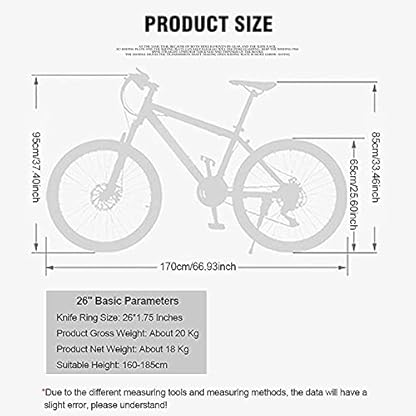 26 Zoll Mountainbike für Erwachsene -Aluminiumlegierung Fahrrad mit 17 Zoll Rahmen Doppelscheibenbremse Federgabel Radfahren Urban Commuter City Fahrrad 10-Speichen Rot-27sp – Bild 7