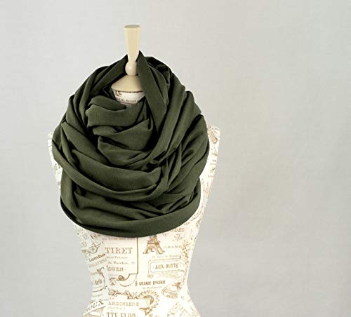 Chunky Oversized Jersey Infinity Scarf (Olive Green)2