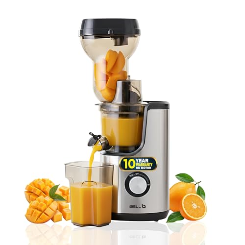 Image of iBELL Cold Press Juicer for Home, 300W Slow Juicer with Quiet Motor & High Juice Extraction, All-in-1 Fruit & Vegetable Juicer, Easy to Clean, Compact Design, 10-Year Warranty