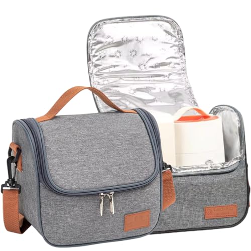 Bolsa Térmica Lancheira Pequena com Alça de Ombro - Bolsa Fitness Feminina e Masculina, Frasqueira para Academia, Treino e Dieta, Marmita, Multifuncional e Resistente, Top - Estliny (Cinza)