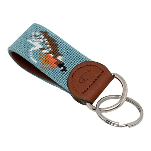 Image of Leather Hand-Stitched Needlepoint Key Fob or Key Chain