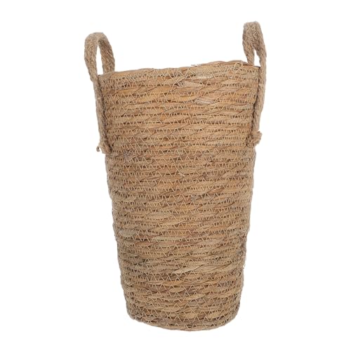 Tofficu Cesta Tejida Pequeña de Mimbre para Macetas y Flores, Decorativa para Interior y Exterior, Jardín y Escritorio, Cesta Natural para Plantas y Organización del Hogar