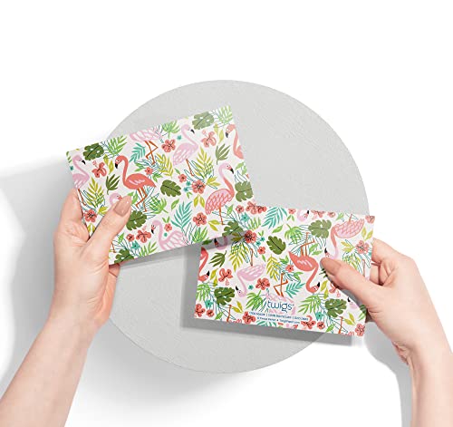 Image of Twigs Paper - Assorted Flamingo Pattern Greeting Cards - Stationery Cards with Envelopes - Thank You Card - Blank Note Cards - Greeting Cards for All Occasions - Made in USA (5.5 x 4.25, Set of 12)