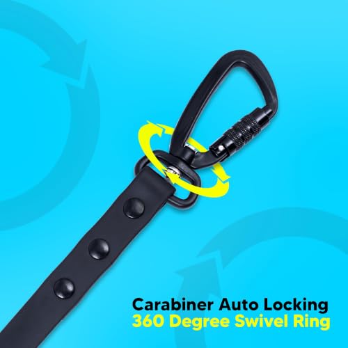 Image of Adil's Biothane Waterproof Dog Collar, Dog Leash & Collar Leash Combo | Heavy Duty TPU Coated Webbing | Adjustable Quick Release Buckle | Odour Resistant (Black, L-22, Leash Only)