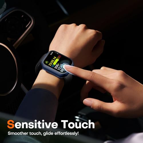 Image of VEMIGON Hard PC Case Compatible with Apple Watch Series 11 /10 42mm with Tempered Glass Full Screen Protector, Full Coverage, Touch Sensitive, Ultra-Thin HD Bumper Protective Cover for iWatch-Dark Blue