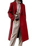 IDEALSANXUN Long Wool Coats for Women 2025 Fall Winter Double Breasted Trench Coats Tweed Blazer Dressy Jackets, Mapel Red, M