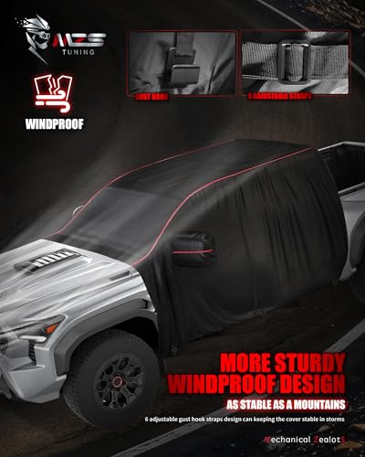 Image of MZS Truck Cab Cover Compatible with Tacoma Double Cab 2014-2026, 600D Outdoor Waterproof Tacoma Half Cover with Driver Door Zipper Windproof Sun UV Snow Rain All Weather Protection