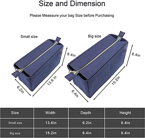 Image of GREENSHEEP Felt Purse Organizer Insert for Handbags, Tote, Hobo Bag Storage Divider with Removable Metal Zipper Cover