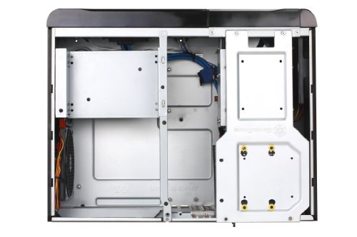 Gabinete SilverStone Technology para HTPC con panel frontal de aluminio, formato Micro-ATX, 2 bahías de intercambio en caliente, 3 ventiladores silenciosos de 120 mm y puertos USB 3.0 x2, color negro (modelo GD06B-USA) miniatura 6