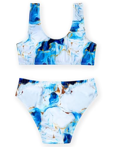 Image of Girls Swimsuits Two Piece Bathing Suits Sport Beach Bikini Sets UPF 50+ Teen Summer Swimwear with Chest Pad