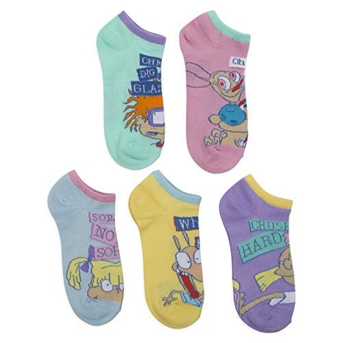 Nick 90's Ladies and Juniors Pastel 5 Pk(5 Pair) No Show Socks (9-11)