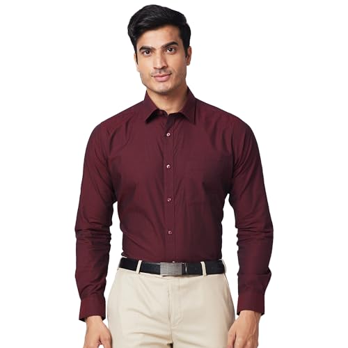 Image of Raymond Slim Fit Self Design Dark Maroon Shirt