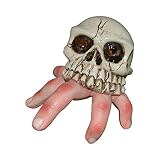 lencyotool Sculpture De Doigts De Crâne d'halloween Statues De Crabe De Doigt De Tête De Squelette d'halloween en Résine Ornement De Bureau pour Une Ambiance Halloween Cosy À La Maison14.5x11x10.5cm