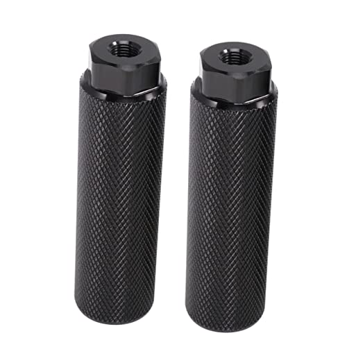 HONMEET 1 Pair Sturdy Aluminum Alloy Bike Pegs for Mountain Bicycle Durable Cylinder Pedal Accessory with Big Hole for Repair and Replacement Black