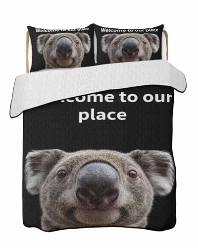 Debedcor King Quilt Set with Koala Comforter & Pillow Covers