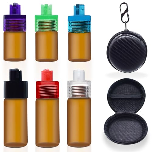 Portable Glass Compact Dispenser Bottle with Portable Zipper Storage Bag, Pack of 6