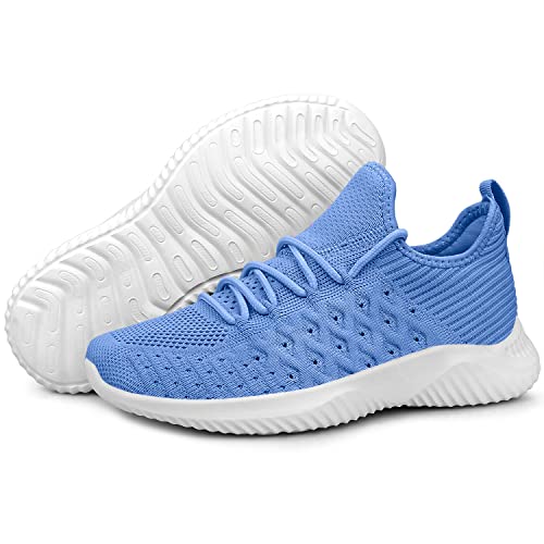 Feethit Womens Slip On Walking Shoes Non Slip Running Shoes Breathable Workout Shoes Lightweight Gym Sneakers Blue Size 6.5 #TOP4