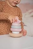 Elefantasie Holz Stapelturm rosa personalisierbar mit Name und Geburtsdaten Baby Geschenk mit Gravur Geschenk zur Geburt oder Taufe