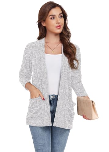 Image of GRECERELLE Womens Long Sleeve Lightweight Open Front V-Neck Casual Cardigan Sweaters Outerwear with Pockets 2025, S-2XL