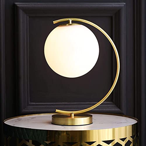 Kco Lighting Mid-Century Bedside Table Lamp Modern Glass Ball Desk Lamp Gold Reading Lamp Moon Shape Metal Table Light For Bedroom Living Room Office #TOP2
