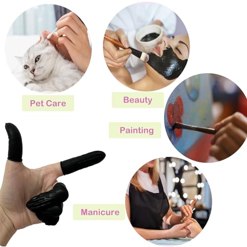 Black Latex Finger Cots (Approx 210PCS) Disposable Fingertips Protective Finger Cots for Electronic Repair, Handmade, Industrial Apply-Medium - Thumbnail 2