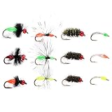 Goture Fly Fishing Flies Kit 12pcs Dry&Wet Fly Fishing Lure Trout Bass 4-Styles Fly Flies Assortment