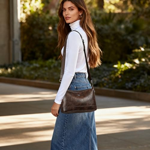 Image of Eslcorri Lightweight Nylon Crossbody Bag for Women, 3 Pocket Casual Shoulder Purse with Adjustable Strap for Travel Daily Use | Well-organized