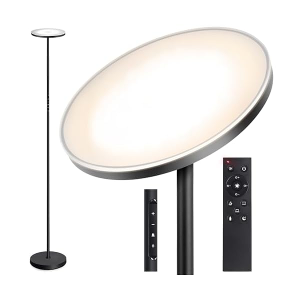 OUTON Floor Lamp, 30W/3000LM LED Modern Torchiere Sky Lamp, Super Bright Dimmable Standing Tall Lamp with 4 Color Temperatures, Remote Touch Control, 1 Hour Timer for Living Room Bedroom Office, Black