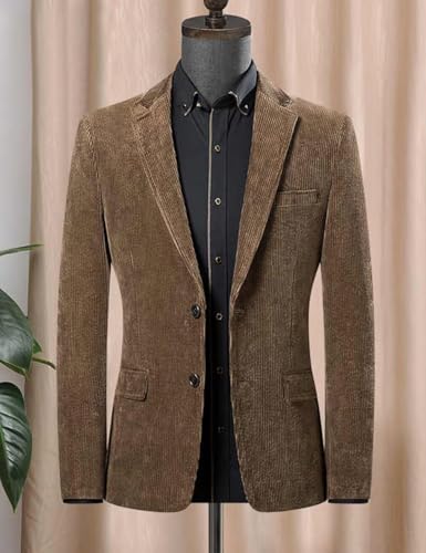 Men's Corduroy Single Breasted Blazer with Elbow Patch Slim Fit Business Casual Jacket Spring Fall Sport Coats2
