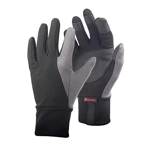 axelens Gants Hommes Femmes Écran Tactile Sport Course Hiver VTT Motos Chaud pour Smartphones Téléphones Portables et Tablettes Coupe-Vent Étanche XL Noir / Gris