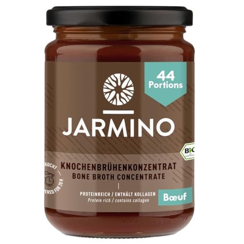 JARMINO Concentré de bouillon d’os bio | bouillon de bœuf | Bone Broth concentrate | 440g | 44 portions de bouillon d'os dans 1 verre