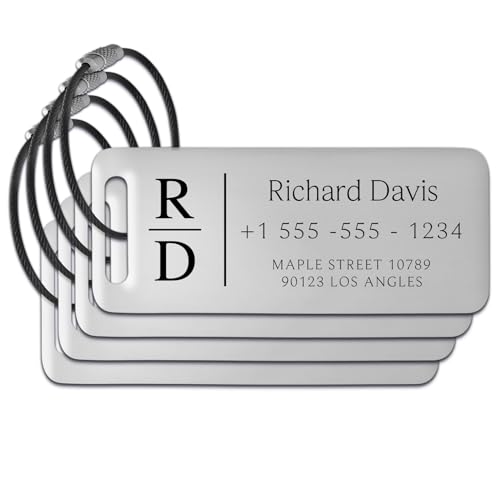 Personalized Stainless Steel Luggage Tags 4 Pack