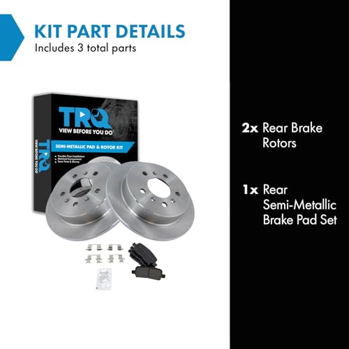 Image of TRQ Rear Brake Pad and Rotor Set Semi Metallic Compatible with 2008-2009 Buick LaCrosse