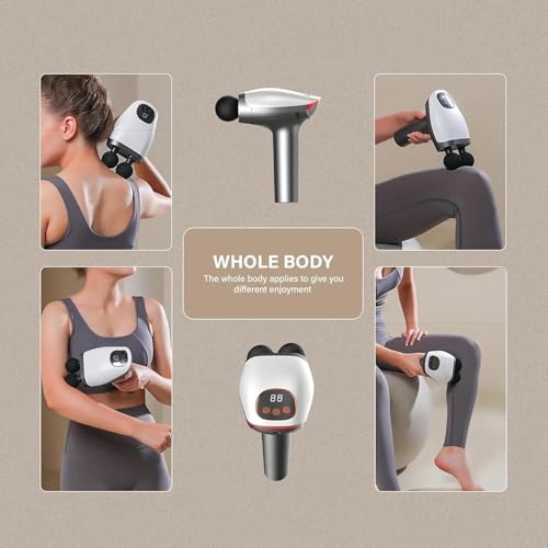 Image of 4-Head Massage Gun, Deep Tissue Muscle Massager 20 Intensities & 6 Massage Modes, 4-Head Back Massager for Pain Relief in Back, Leg, Neck, Shoulder and Body, Rechargeable, Quiet, and Lightweight (SILVER)