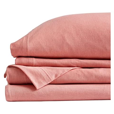 Jersey Sheets Full Size | Soft and Breathable Jersey Knit Fabric | All Season Jersey Bed Sheets | Stretchy Deep Pocket Jersey Cotton Sheets | SoHo Collection (Light Pink) Cover