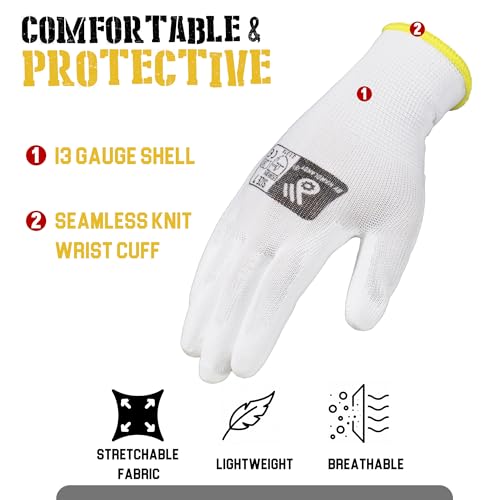 HANDLANDY 12 works PU Coated Nylon Black Protective Work Gloves, Non-slip Flexible Gloves for Construction Warehouse - Image 3