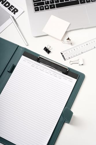 Image of Clipboard Folder Padfolio A4, Mymazn Writing Portfolios Faux Leather Clipboards with Cover for Legal Pad Holder Letter Size 8.5 x 11 for Business Conference Notepad Clip Board (Gray Green)