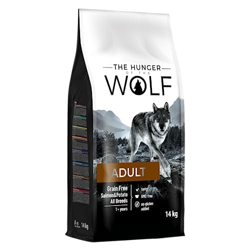 Hundetrockenfutter für erwachsene Hunde, ohne Getreide, mit Lachs und Kartoffeln, alle Rassen, für Hunde mit Allergien, 14 kg
