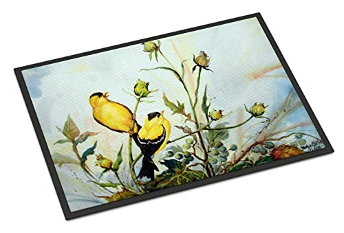 Caroline's Treasures PJC1112JMAT Joyful Morning Birds Doormat 24x36 Front Door Mat Indoor Outdoor Rugs for Entryway, Non Slip Washable Low Pile, 24H X 36W