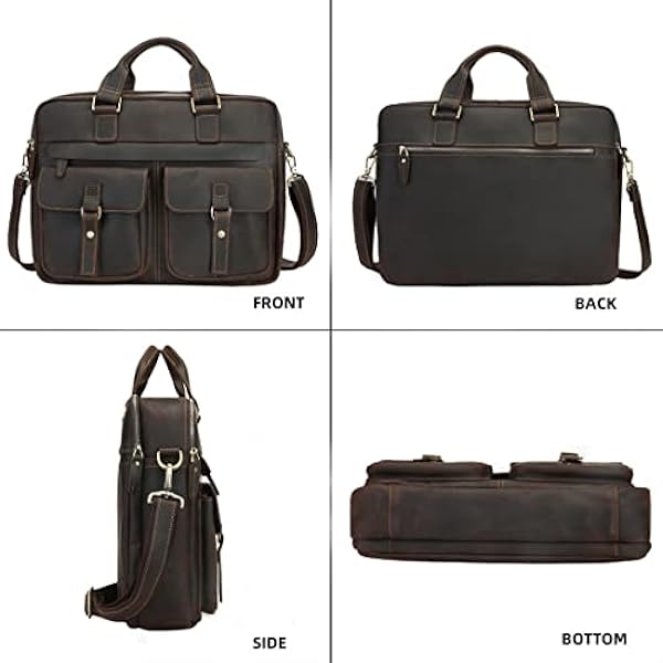 UBANT Maletín de cuero genuino para hombres de 17.3 pulgadas portátil maletín vintage de cuero de grano completo bolsa de mensajero caso de la computadora oficina bolso de negocios bolsa de viaje