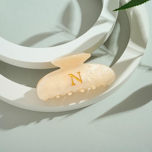 Image of LILIE&WHITE Acrylic Letter Hair Clips For Women Stylish N Monogram Hair Claw Alphabet Hair Clip Fashion Glitter Claw Clip Elegant And Durable Hair Accessory Large Hair Clips N