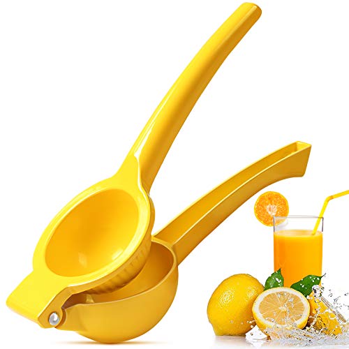 Upgraded Lemon Squeezer Manual Whekeosh Lemon Lime squeezer Metal Citrus Squeezer Press Juicer Handheld Fastest Extraction of the Freshest Juicer Easy to Clean - Yellow