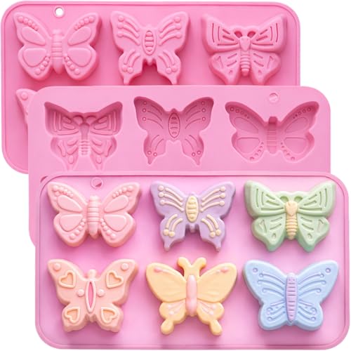 3 Pack Butterfly Silicone Molds 3D Butterfly Themed Baking Mold Butterfly Chocolate Candy Mold for Cake Dessert Candy Mousse Pastry Chocolate Cupcake Topper Jelly Pudding Ice Cube Handmade Soap candle