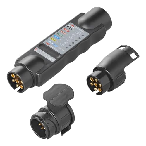 Anhängerbeleuchtung Testen Gerät 7-Polig 13-Polig Anhängersteckdose Camping Lichttester Messgerät Camper Zugfahrzeug Prüf-/Testgerät Anhänger 12V Stecker Steckdose KFZ PKW Fahrzeug Prüfgerät mit 2 Adapter Pol Dose Lichttester Licht Tester Trailer Wohnwagen Beleuchtungstester Test Rücklicht Masse Bremsen Leuchte Dosen Steck Auto Zugfahrzeug Zugmaschine Blinker Bremse Nebelschlussleuchte Testgerät Prüfen Beleuchtung LED Anzeige Prüfer
