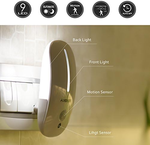 Motion Sensor Night Light Sensky Plug in led Light Movements Detective Backlight Design - Detection 2.5M Natural White for Bathroom Hallway Corridor Stairs